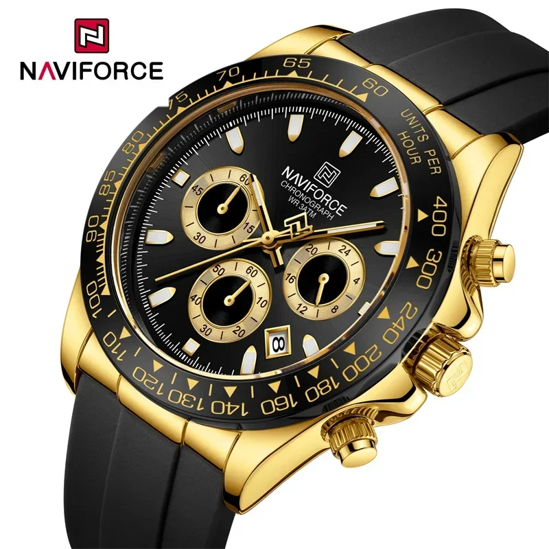 2024 NAVIFORCE Brand Fashion Men\'s Watches Luxury Luminous Silicone Strap Male Waterproof Sports Quartz Wristwatch