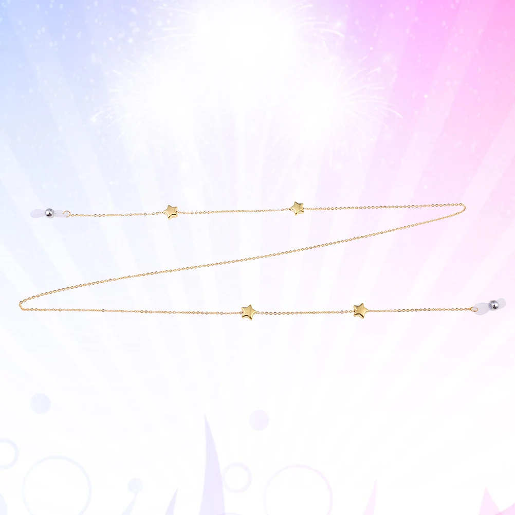 

Five Pointed Chain Eyeglass Cord Beaded Rope Retainer Fashion Alloy Metal Long Use Storage Case Universal Fit