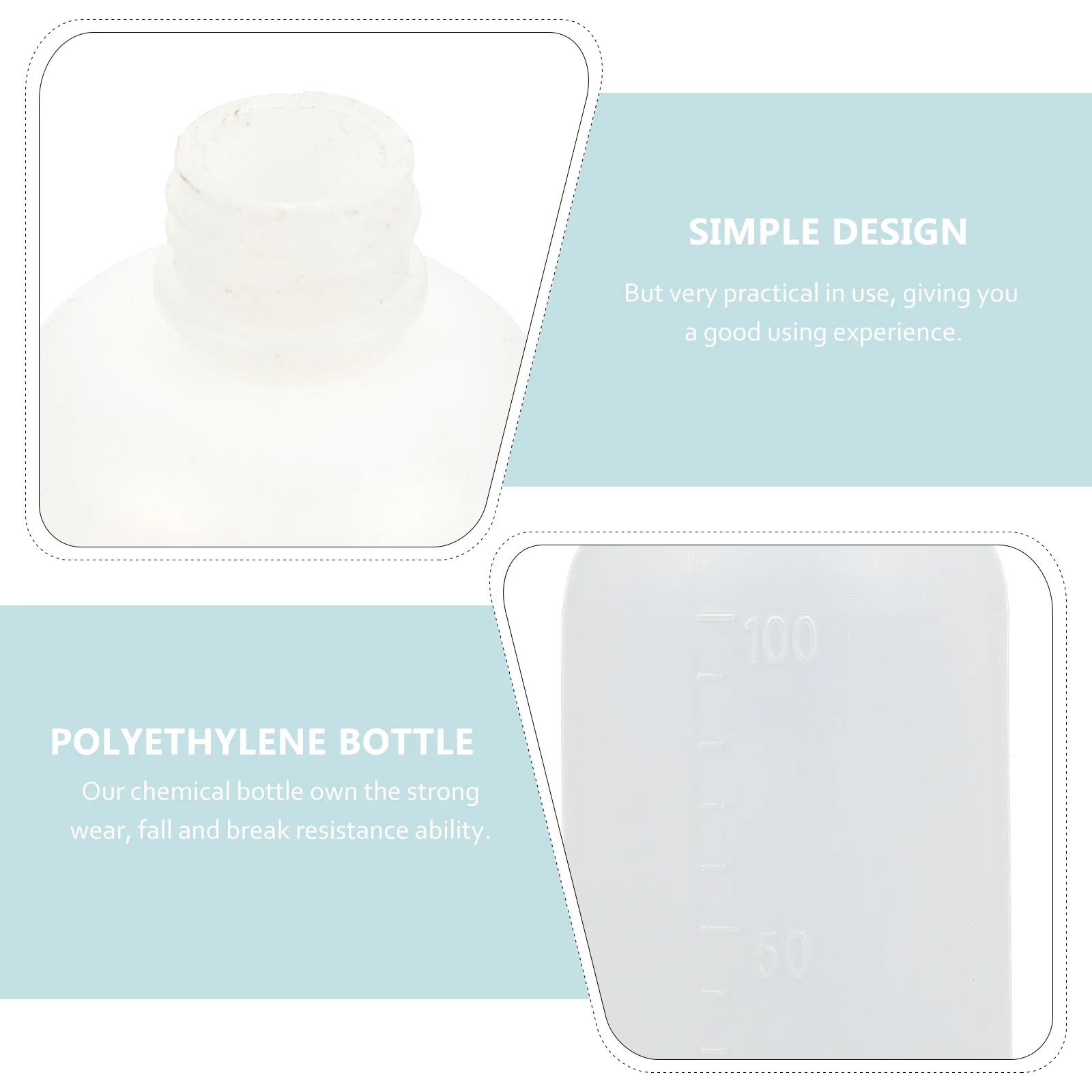 

6pcs PE Reagent Bottles Leakproof Wide Mouth Plastic Liquid Storage Containers for Laboratory Chemical Plant Home Use