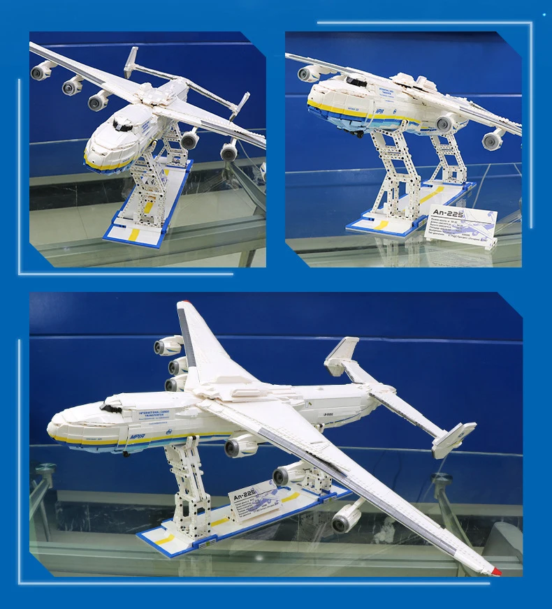 1:84 Maßstab Modernes Fahrzeug An-225 Militär-Transportflugzeug Baustein Sowjetisches Flugzeugmodell Konstruktions-Bausteine Spielzeug – Detail 8