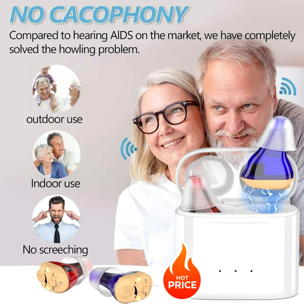 

Rechargeable ITE Hearing Aids for Elderly Invisible in Ear Sound Amplifier Wireless Mini Listening Device for Seniors