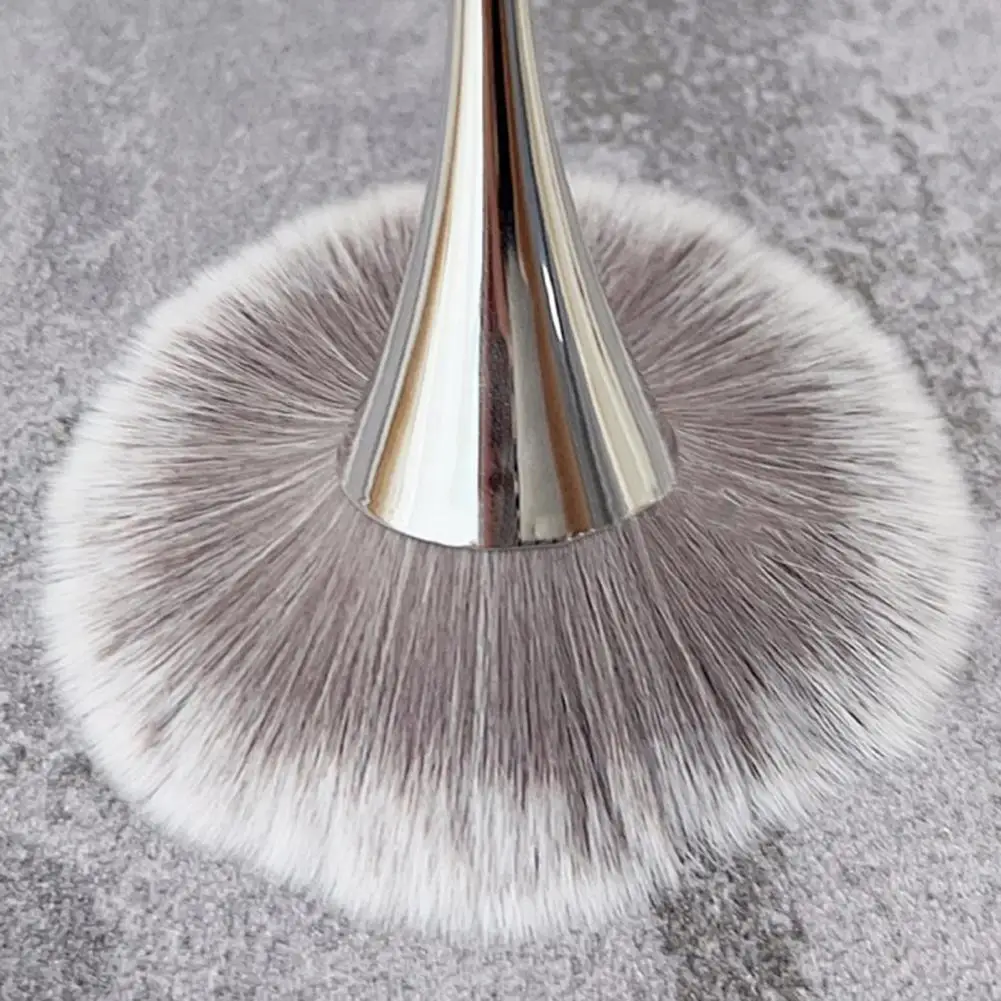 Dust Brush  Convenient Artificial Fiber Silver Tube  Facial Makeup Loose Powder Blush Brush for Daily Life