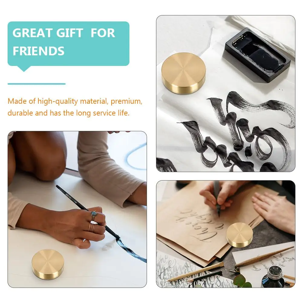 Round Ruler Paperweight Heavy Desktop Decorations Brass Letterweight Chinese Painting