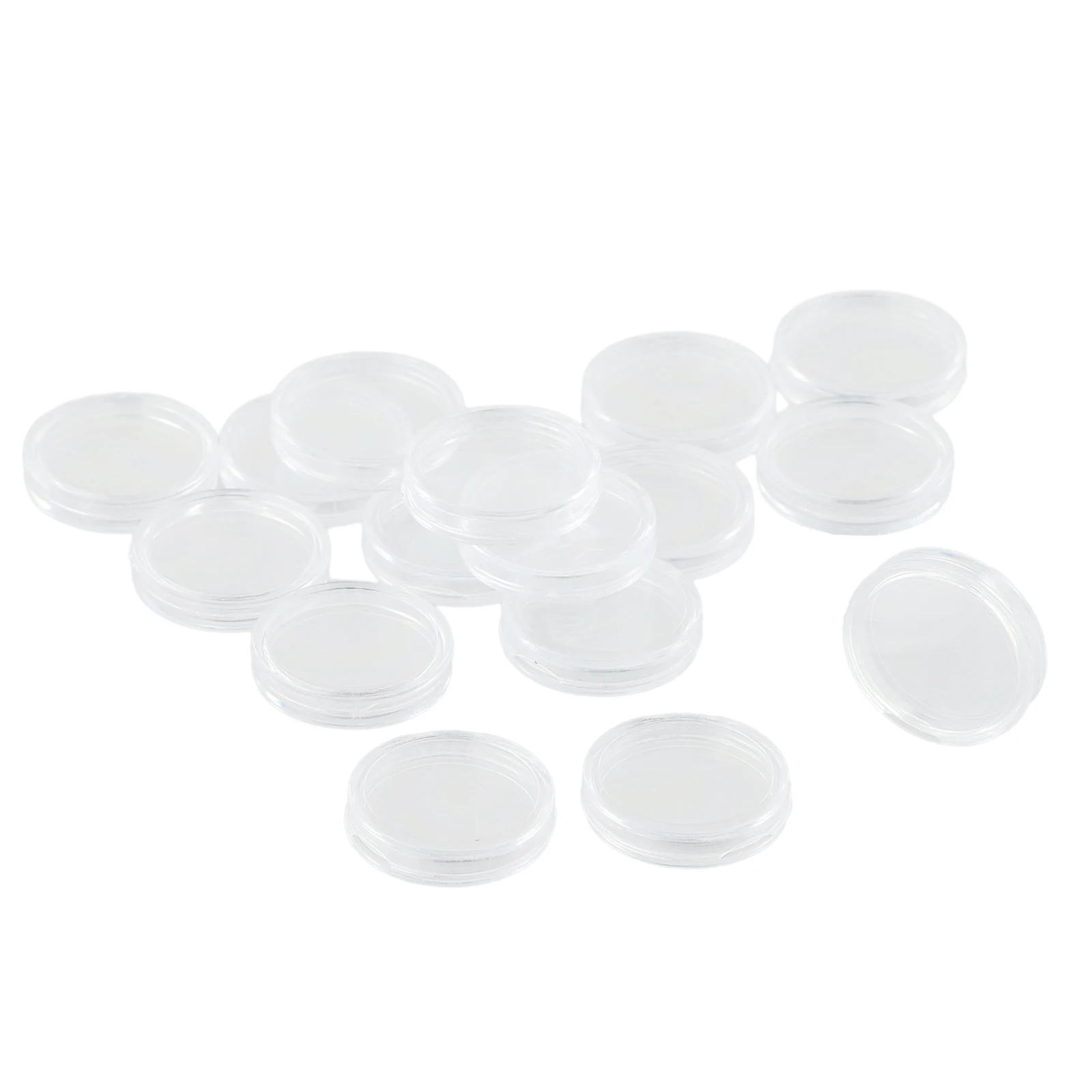 100 Count Transparent Plastic Coin Holders Designed for 18mm Diameter Featuring Flat Double Shell Construction