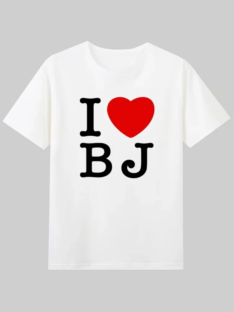 Unisex I Love Letter Heart Graphic T‑Shirt Custom Initial Red Heart Print Short Sleeve Cotton Casual Daily Streetwear Tee Top