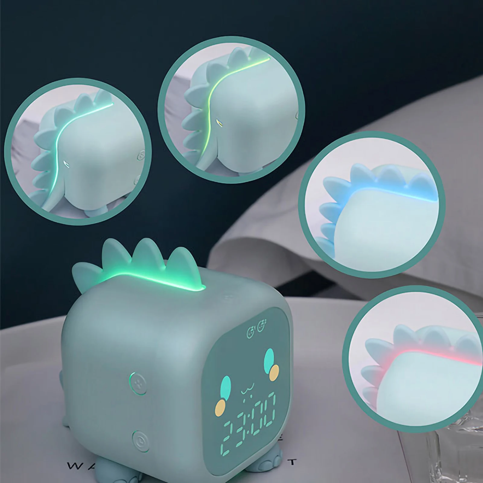 1 Pc LED Alarm Clocks Cute Dinosaur Digital Alarm Clock USB Charging Children Sleep Timer Show Temperature Calendar for Bedroom