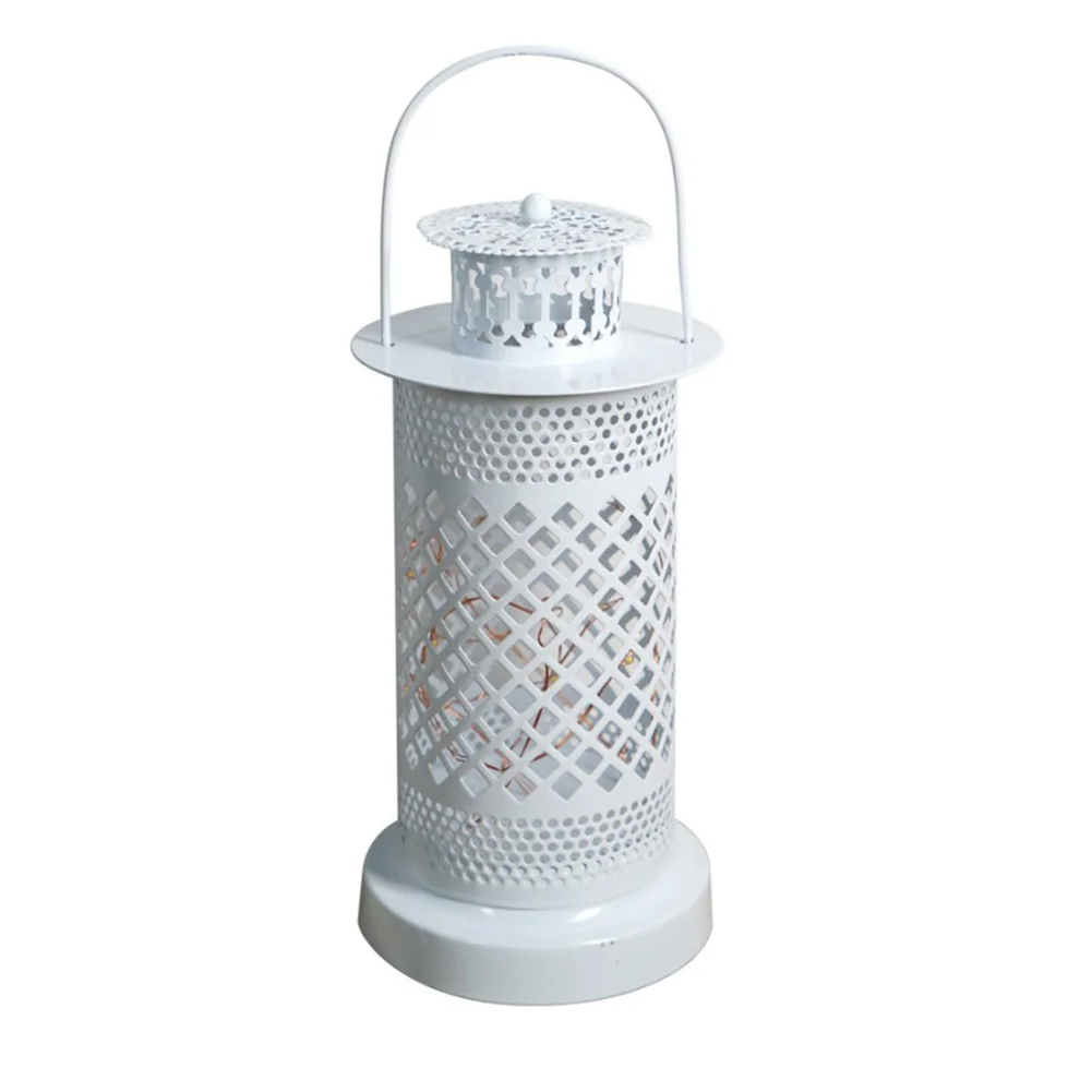 

With Handle Atmosphere Portable Battery Powered Hanging Lantern LED Candle Light Garden Home Balcony Iron Backyard Hollowed Out