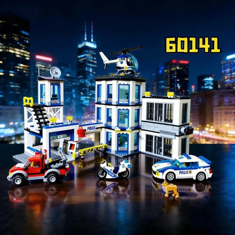 

City Series 60141 Police Station Guard Building Building Blocks Helicopter Police Car SWAT Figures Bricks Children's Toy Gift