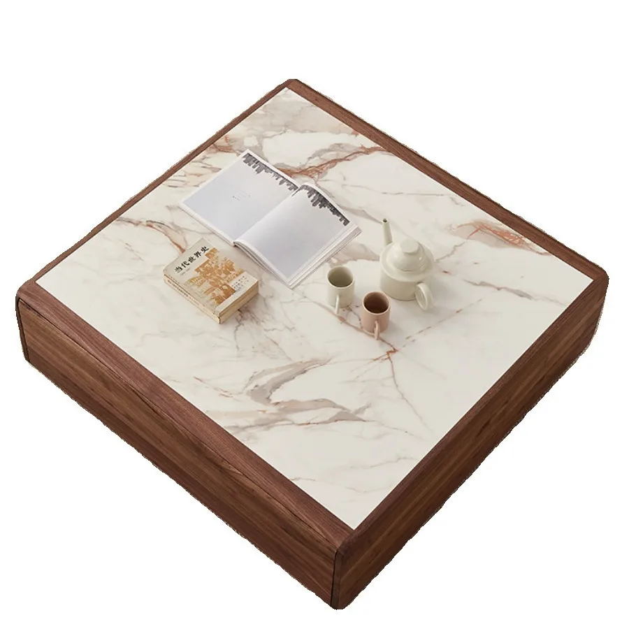 

American black walnut rock slab coffee table Italian light luxury living room square solid wood tea table