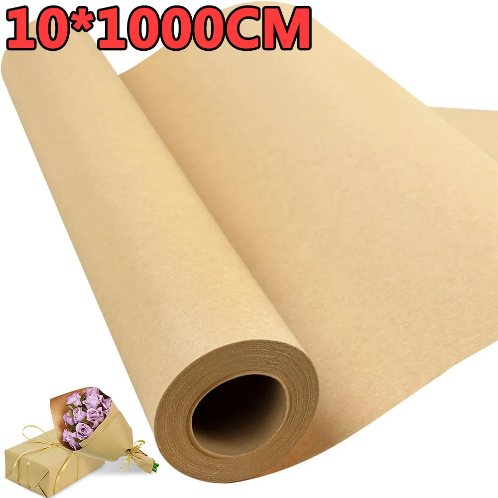 1Roll 10*1000CM Brown Kraft Paper Biodegradable Gift Wrapping Paper for Gift Wrapping Moving Packing Art Craft Packing Paper