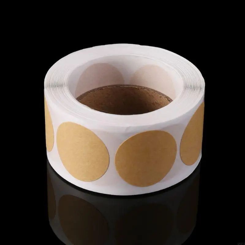 1 ม้วน (500 ชิ้น) Vintage Blank Kraft กระดาษป้ายวงกลม Handmade สติกเกอร์สําหรับบรรจุภัณฑ์ของขวัญหมวดหมู่ DIY