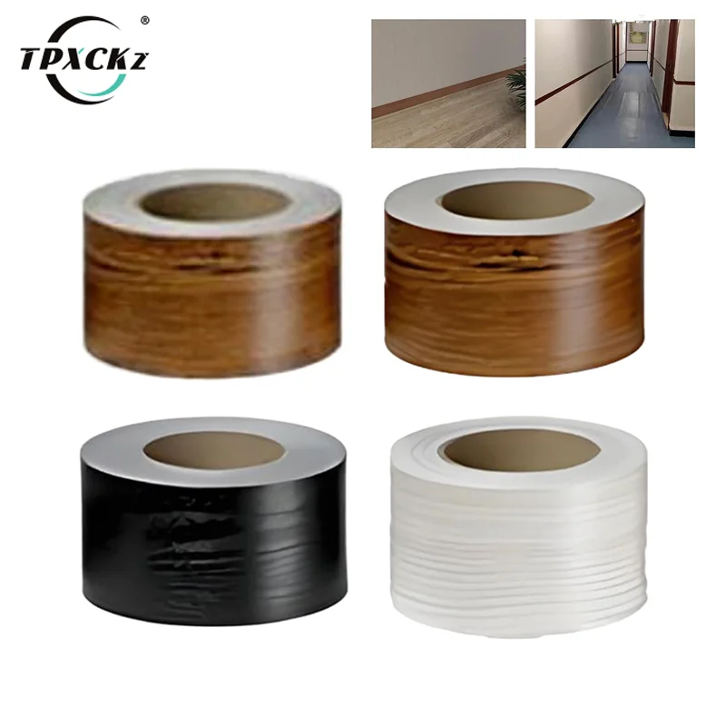 Self-adhesive PVC Waterproof Wood Waist Wallpaper Living Room Skirting Line Vinyl Decals Baseboard Wall Border Corner Stickers