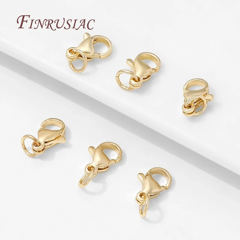 Klip Lobster Berlapis Emas Stainless Steel 10mm, Kunci Untuk Konektor Perhiasan Aksesoris Pembuatan Gelang DIY, Klip Untuk Perhiasan