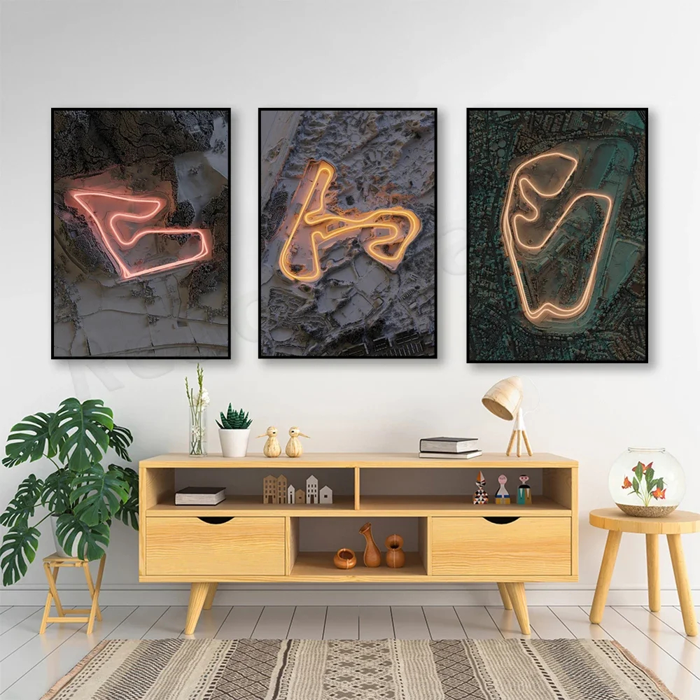 London Marathon, shaded relief rendering, Interlagos track ~ Austria, Netherlands, Brazil Grand Prix shaded relief map poster