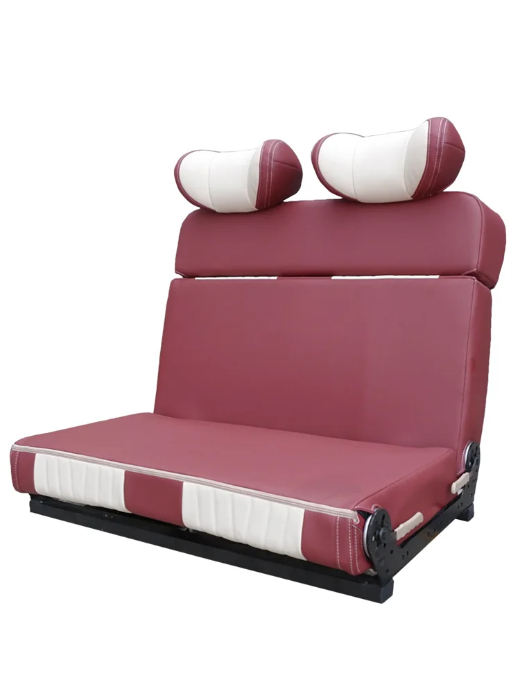 RV Swivel Seat,  Customizable Camping Cara Three-Fold Leather Seat Bed Reclining RV  Bed for Motorhome