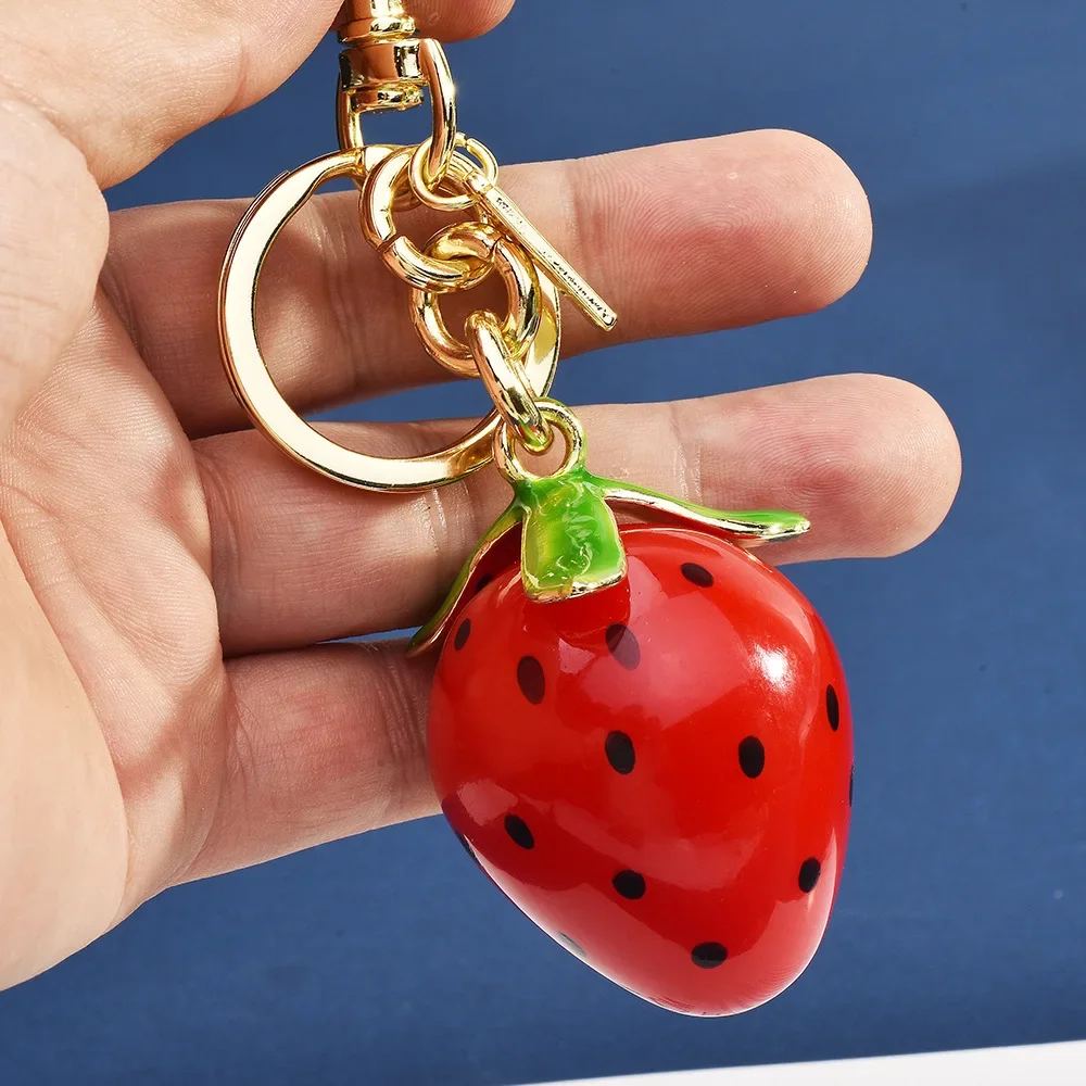2025 과일, 딸기, 아보카도, 귀여운 만화 레진 키체인 가방 걸이, 학생 키체인, 자동차 키 걸이 액세서리