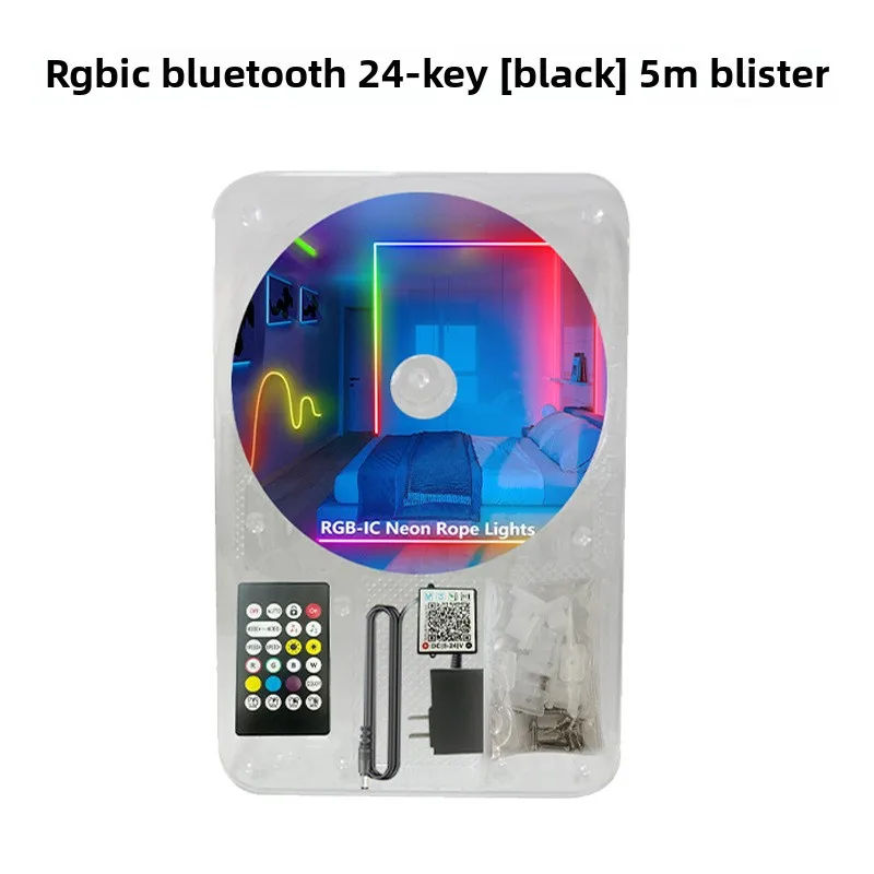 New Intelligent Voice Controlled Colorful Neon Light Strip 24v Set Rgb Silicone Light Strip Diy Racecourse Flowing Atmosphere Li