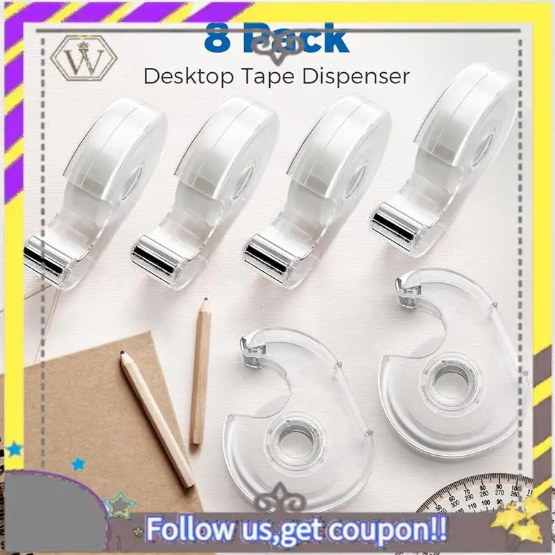 Nueva cinta transparente con dispensador y recambios, uso para envolver regalos, hogar, escuela y suministros de oficina, 0,7x1000 pulgadas, paquete de 8 Dura