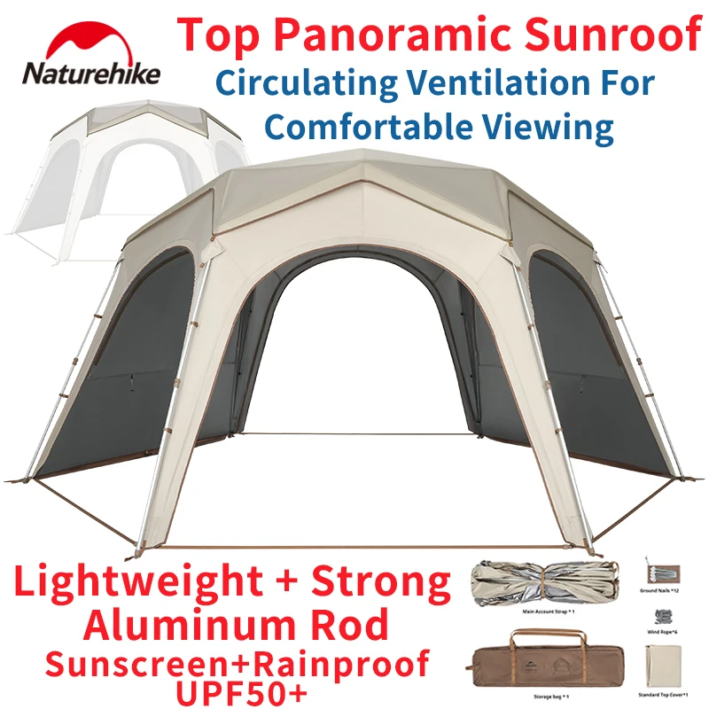 

Naturehike Cloud Realm, уровень 8, сильная, ветроустойчивая, водонепроницаемая, для большой высоты, прозрачная, просторная, шестиугольная, самостоящая