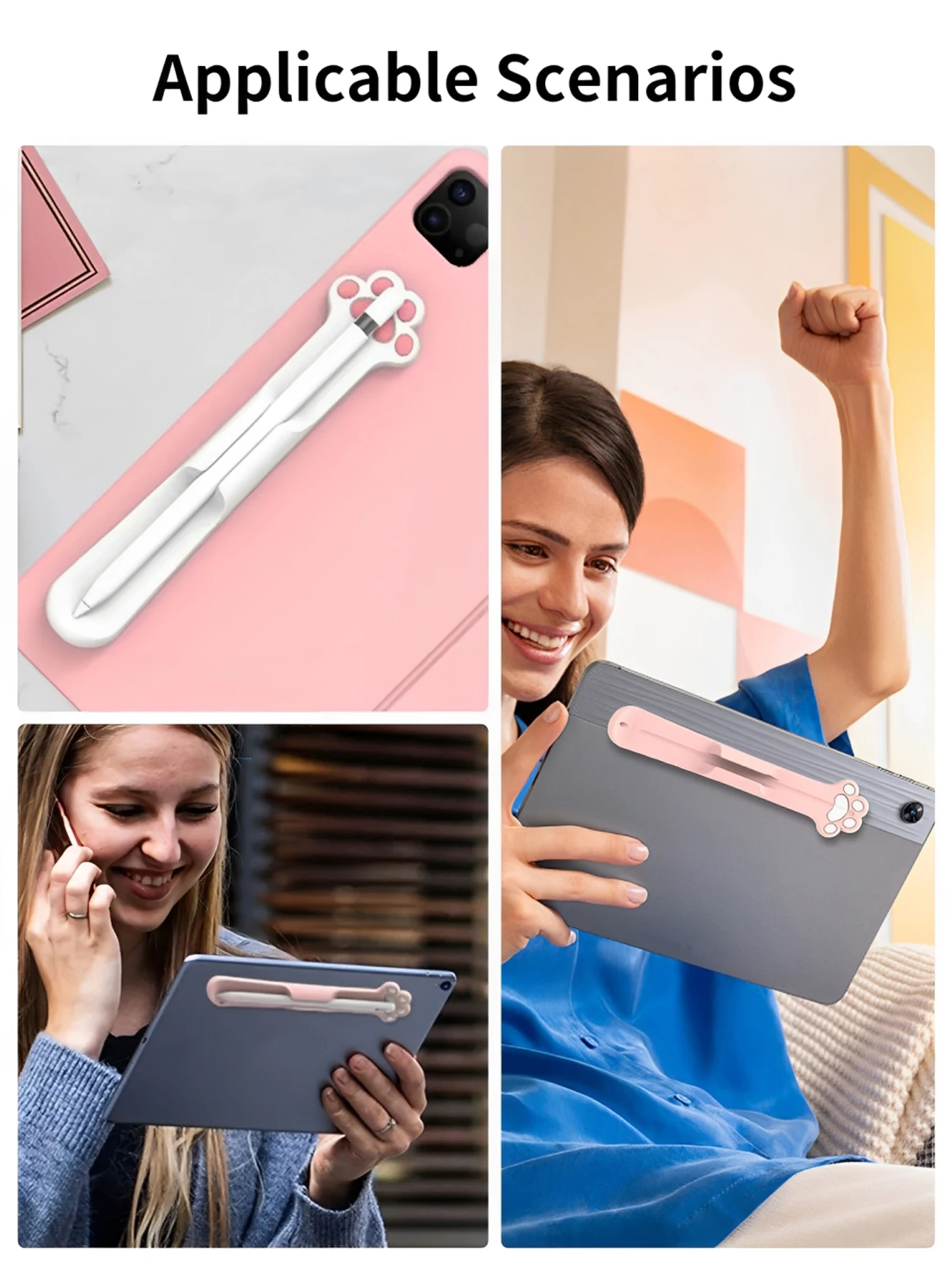 حامل القلم الرصاص سيليكون اللوحي ستايلس فتحة القلم لقلم أبل 1 أو 2 الجيل وسامسونج هواوي شاومي القط حامل القلم المخلب #4