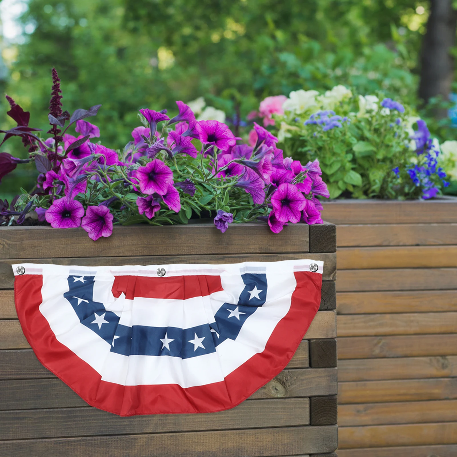 

4pcs American Bunting Patriotic Decorations 4Th Of July Decorations For 4Th Of July Memorial Day Outdoor Indoor Bunting Flags