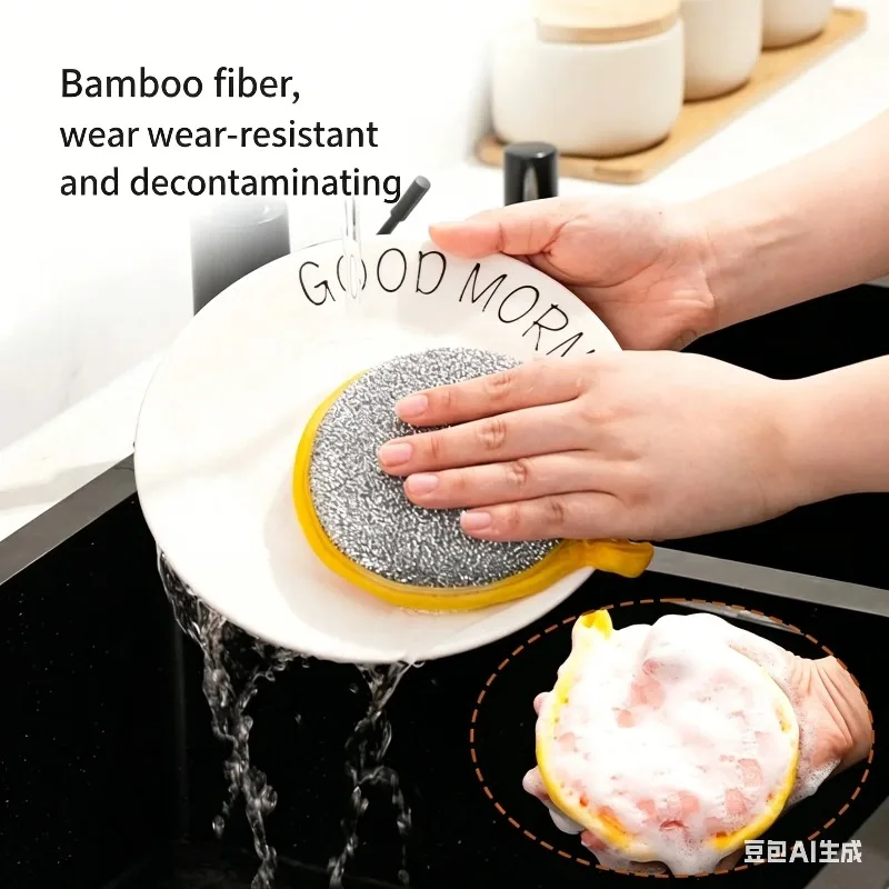 1/5 Pcs Non Greasy Dishwashing Sponge Cloth - Non Damaging Pot Scouring Pad for Kitchen Cleaning And Home Use