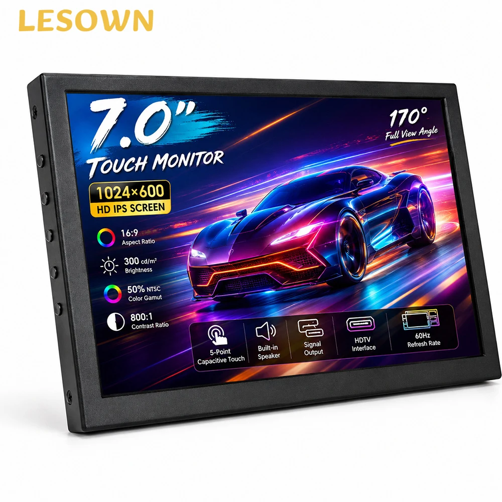 LESOWN 7 Inch Extra Monitor Ultra Slim USB C Mini Display Plug & Play Portable Secondary Monitor Extended Screen for PC Mac