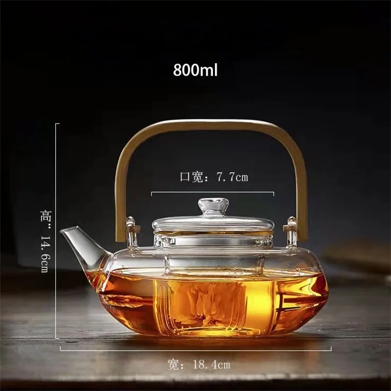 The all-glass inner pot of the teapot is a household push-button tea-water separation cup with a floating design - 15