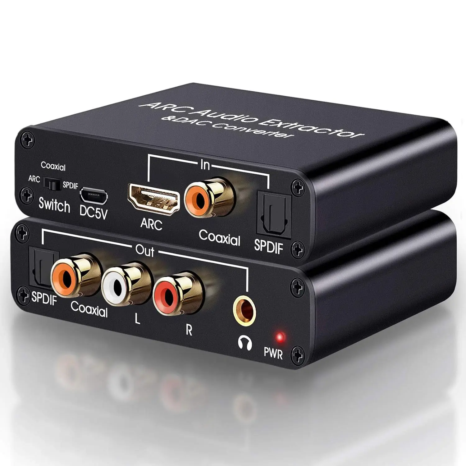 192KHz ARC HDMI DAC Audio Extractor Converter HDMI Input To Coaxial Optical 3.5mm Stereo Output Audio Return Transmitter Adapter