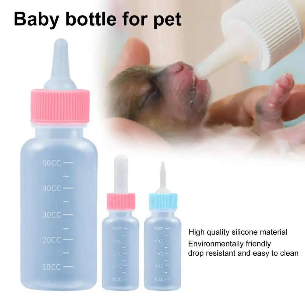 Soft Nipple Pet Bottle Soft Nipple Silicone Pet Feeding Bottle Kit for Kitten Puppy Newborn Pets Scale 50ml/120ml for Rabbits