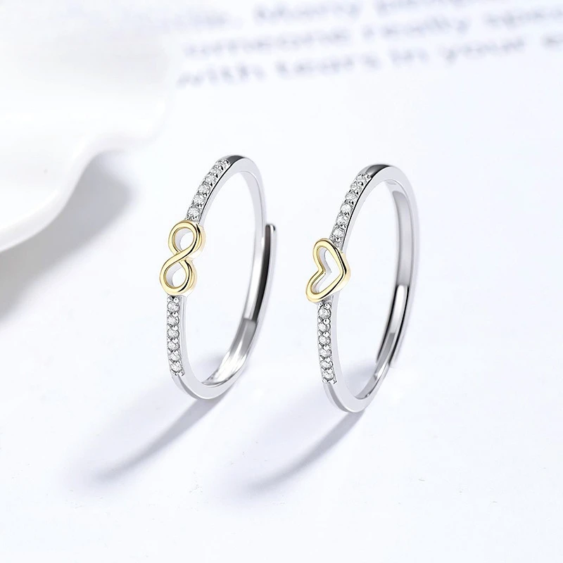 

925 Sterling Silver Hollow Out Figure 8 Heart Ring Zircon Elegant Fashion Hand Jewelry Accessories for Women Daily Wear