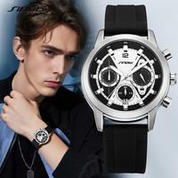 SINOBI Top Brand Silicone Strap Men's Watches New Styles Chronograph Man's Quartz Wristwatches Original Male Best Gifts Clock