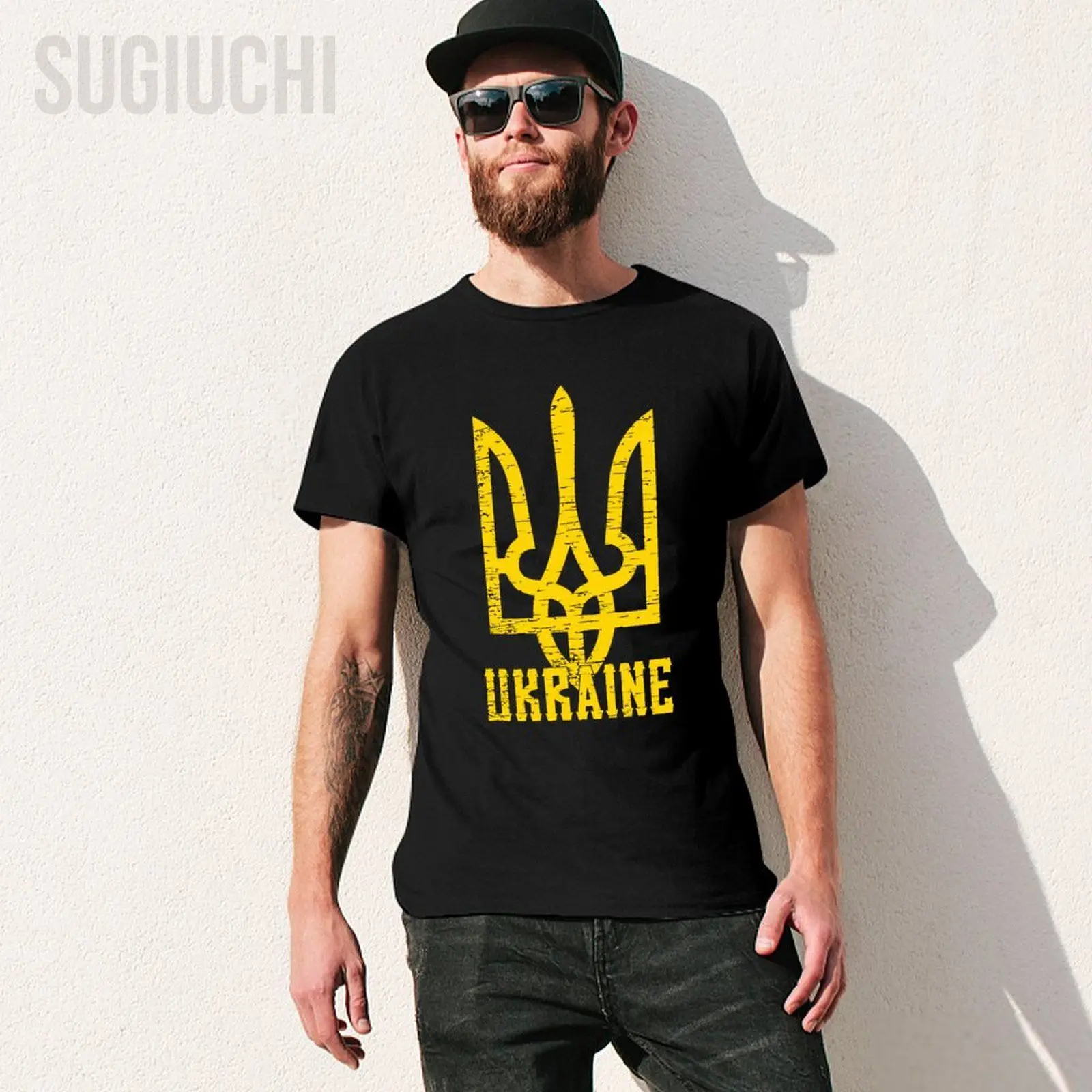 Unisex Men Ukrainian Coat of Arms Ukraine Flag Tshirt Tees T Shirts Women Boys 100% Cotton T-Shirt