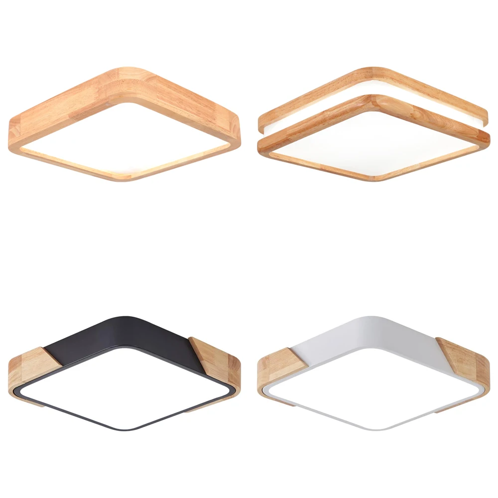 

Square LED Ceiling Lamp For Living Room Bedroom Modern Wood Ceiling Light Hallway Bedroom Living Room Decor Lighting Fixtures