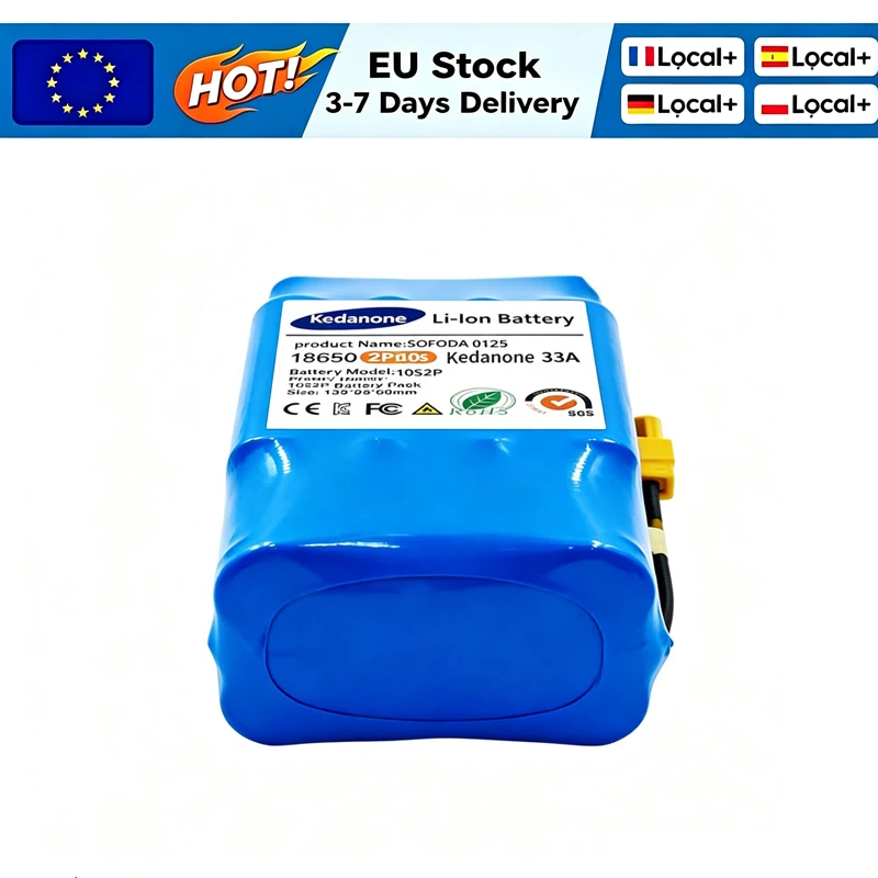 36V 12000mAh 10S2P Lithium-Akku mit BMS-Sicherheitsschutz, Ersatzakku für selbstbalancierende Scooter, Hoverboards und Elektroroller.
