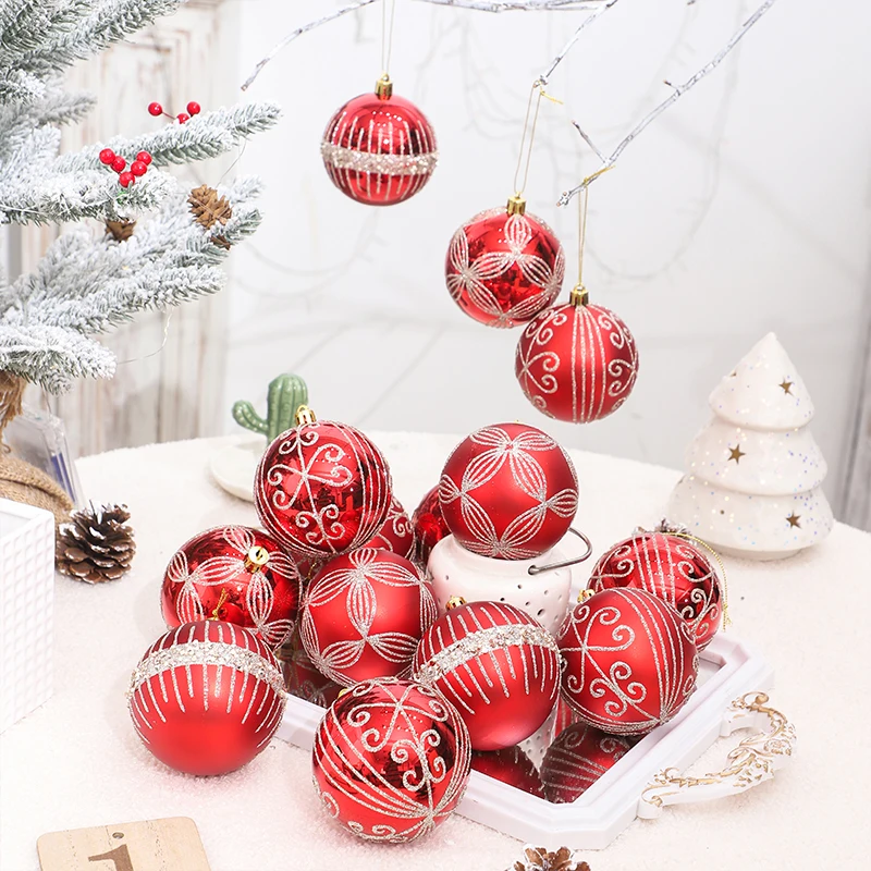 Set di ornamenti per palline di natale per animali domestici da 8CM/6 pezzi, palla di ornamenti appesi per alberi di natale per artigianato fai da