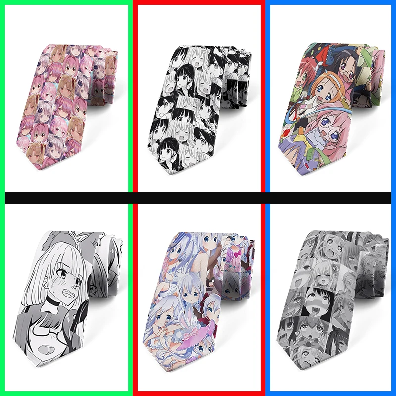 Anime nadruk kreskówkowy krawat męski unisex casual kreatywny krawat nowość unikalne akcesoria prezenty biznesowe akcesoria do koszul ślubnych