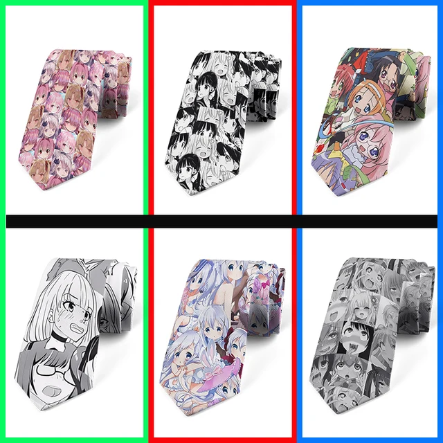 Anime nadruk kreskówkowy krawat męski unisex casual kreatywny krawat nowość unikalne akcesoria prezenty biznesowe akcesoria do koszul ślubnych