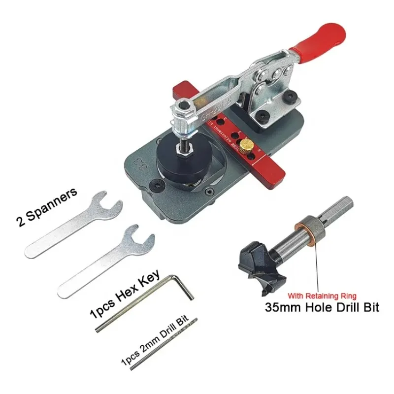 

Adjustable 35mm Hidden Woodworking Hinge Boring Clamp Drill Guide Aluminum Hole Drill Guide Positioner Aluminum Alloy Box