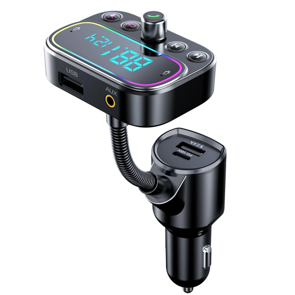 T67 18w de carregamento rápido sem fio aux para fora modulador rádio do carro transmissor fm bluetooth mãos livres kit mp3 player com pd tipo c dou