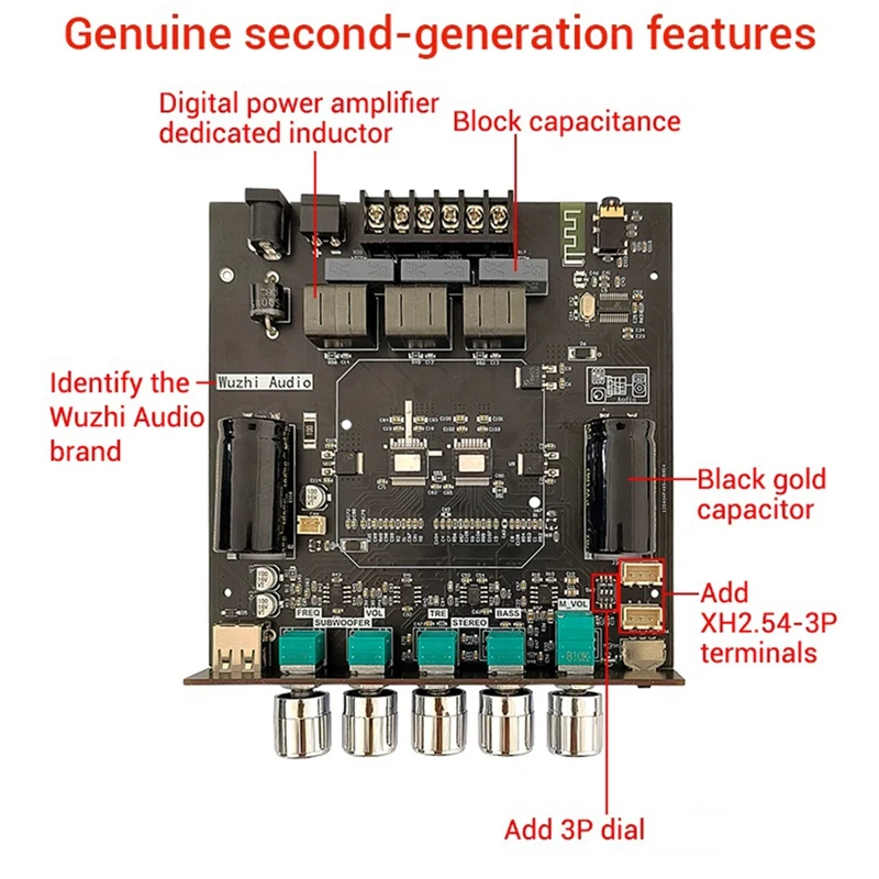 ZK-HT21 2G HIFI Bluetooth 2.1 Channel Power Audio Stereo Subwoofer Amplifier Board 160Wx2+220W TREBLE Bass TDA7498E B Durable