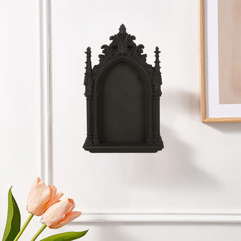 Cross-Border Gothic Dark Style Church Arch Shaped Niche With Little Angel Decoration For Dark Retro-Style Home Wall Decoration