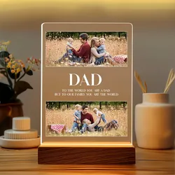 Custom Family Gift Photo Customized Acrylic Board Plaque Advertisement Desktop Decoration LED Light Father's Day Gift