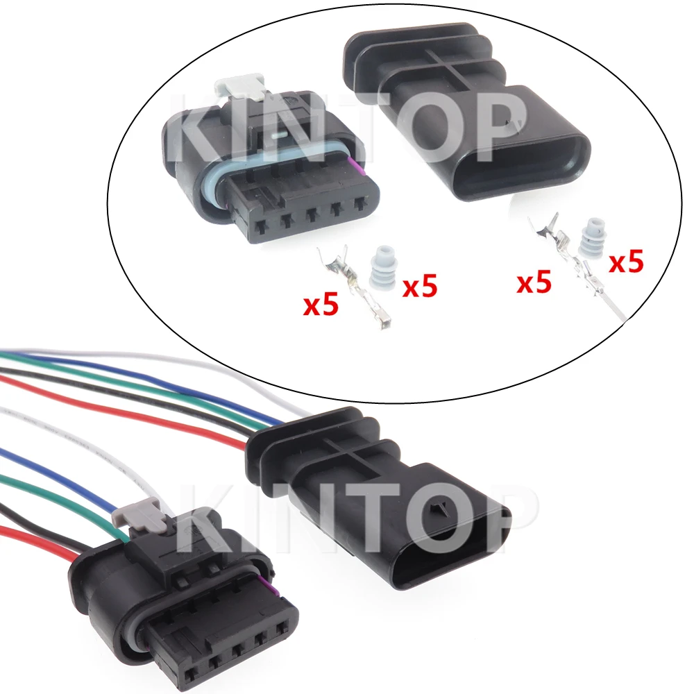1 Set 5 Pins Automotive Nitrogen Oxygen Sensor Wire Harness Socket AC Assembly With Wires 1-1718806-1 4F0973705 1-2141520-1