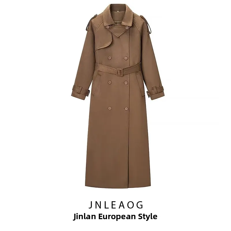 

JNLEAOG Long Length Deer Skin Velvet Jacket Autumn New Style Women's Fashion Commute Straight Cut Polyester Fiber Coat
