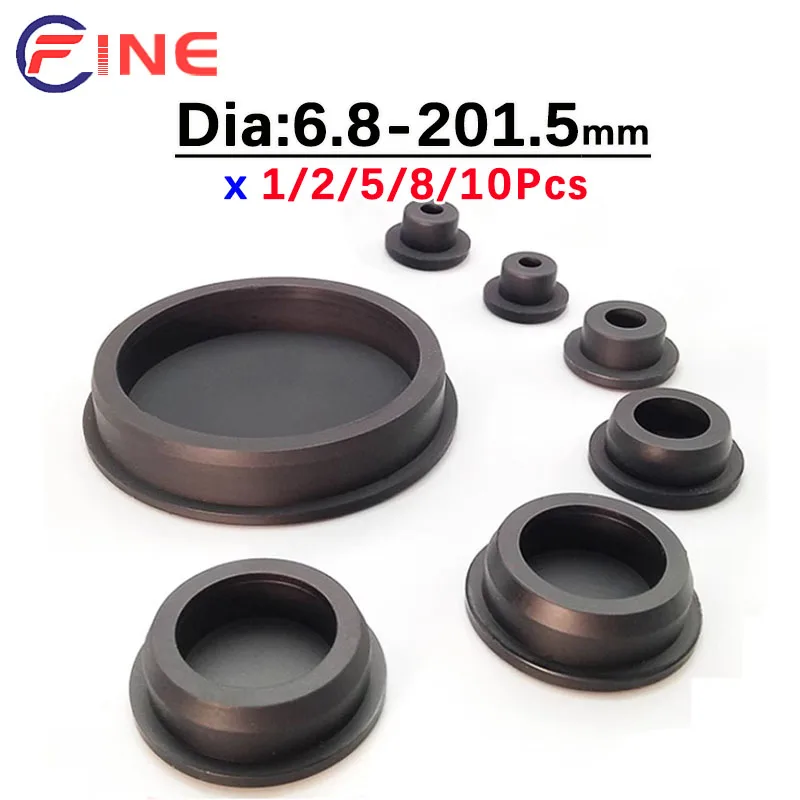 Black Silicone Rubber Seal Hole Plugs Hollow Blanking End Cap Dustproof Plug Pipe Inserts T Type Stopper Bore 6.8mm-68.6mm