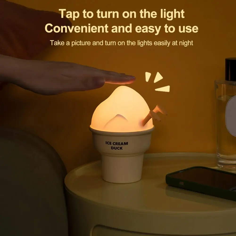ไฟกลางคืนแบบชาร์จไฟได้ไอศกรีม lampu tidur ไฟ LED กลางคืนชาร์จไฟได้พร้อมการควบคุมแบบสัมผัสหรี่แสงได้สำหรับนุ่มสำหรับ