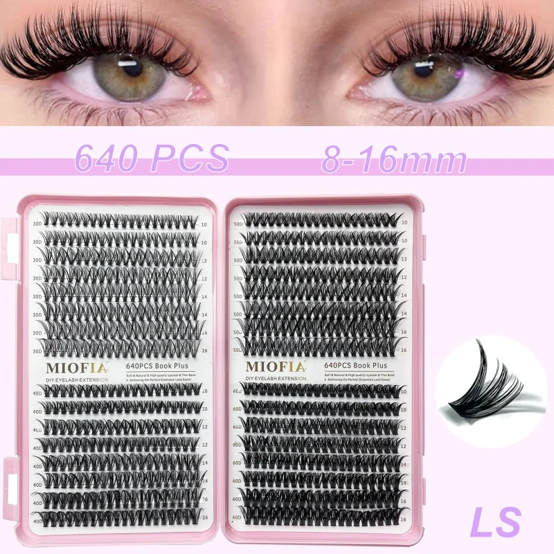 

384/640pcs Individul Eyelash Book 3D Natural&Thick & Fluffy Extension 30D 40D 50D 60D 10-16mm Mix Length DIY Cluster eyelashes
