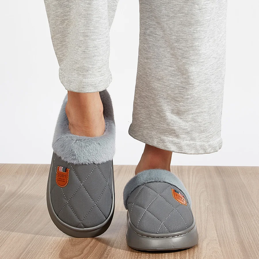 Herren-Winterhausschuhe mit Memory-Schaum, Plüsch, warm, gemütlich, luxuriöse Hausschuhe, Stoff-Freizeitpantoffeln, große Größen, Plateau-Sohle – Detail 13