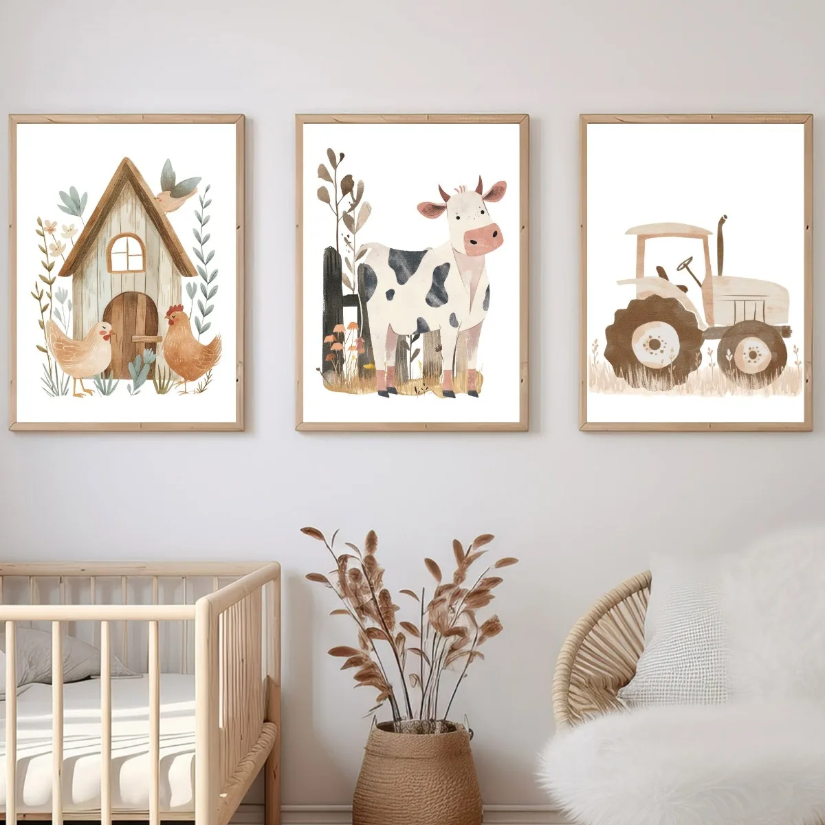 1/3pcs Whimsical Rabbit Floral Canvas Print Poster Cute Bunny Butterfly Art Prints Living Room Nursery Wall Art Home Decor